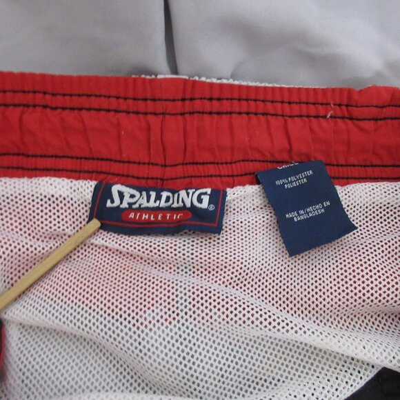 Spalding Athletic Men's Swim Board Trunks Size Small Black Red Gray Mesh Liner - Picture 3 of 8